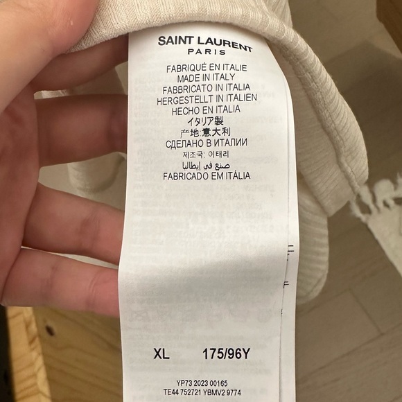 Yves Saint Laurent Cream Ribbed Tank with Red YSL Motif - Picture 4 of 4